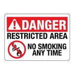 ANSI Danger Restricted Area No Smoking Any Time